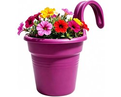 Plantenbak voor Reling - Bloembak Balkon - Buiten Planten - Ademend Wortelsysteem - 18.5 cm - Donker Paars