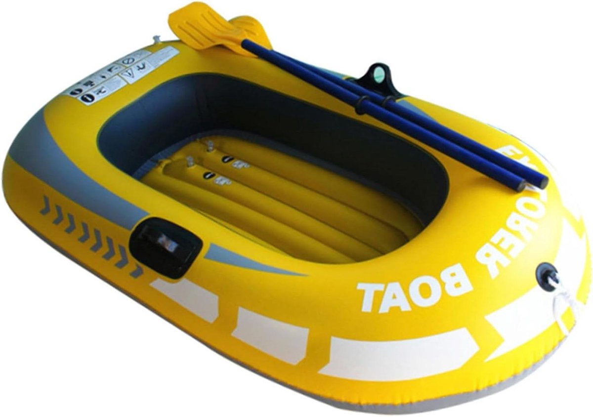 Opblaasbare Kajak - Visboot Driftboot - Watersport Recreatie - Duurzaam PVC Materiaal - 180x96cm - Geel