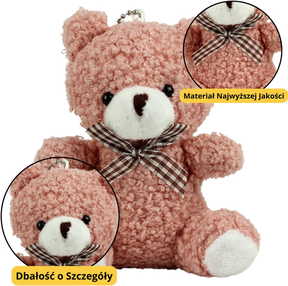 Teddybeer pluche sleutelhanger hanger decoratie roze 8cm
