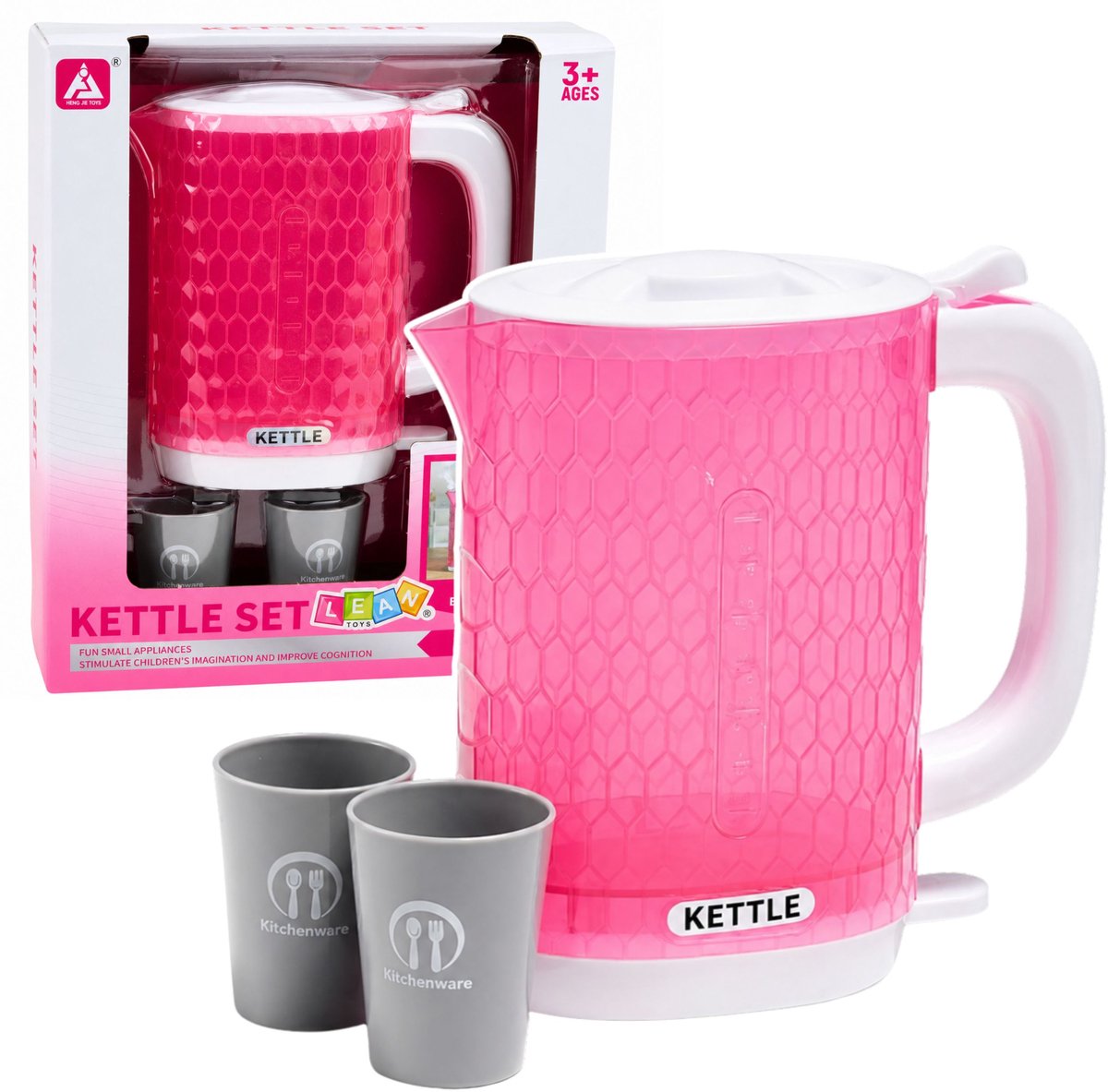 Kinderketel Met Kopjesset Kookgeluiden Lichtjes Roze - UNI