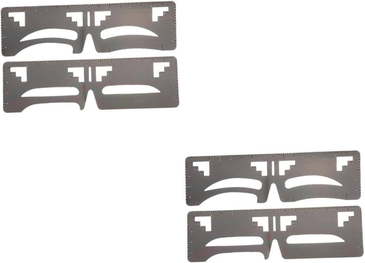 Wenkbrauw Liniaal Set - Wenkbrauw Sjabloon - Wenkbrauwen Vormgeven - Symmetrische Resultaten - 20x4.8cm - Zilver