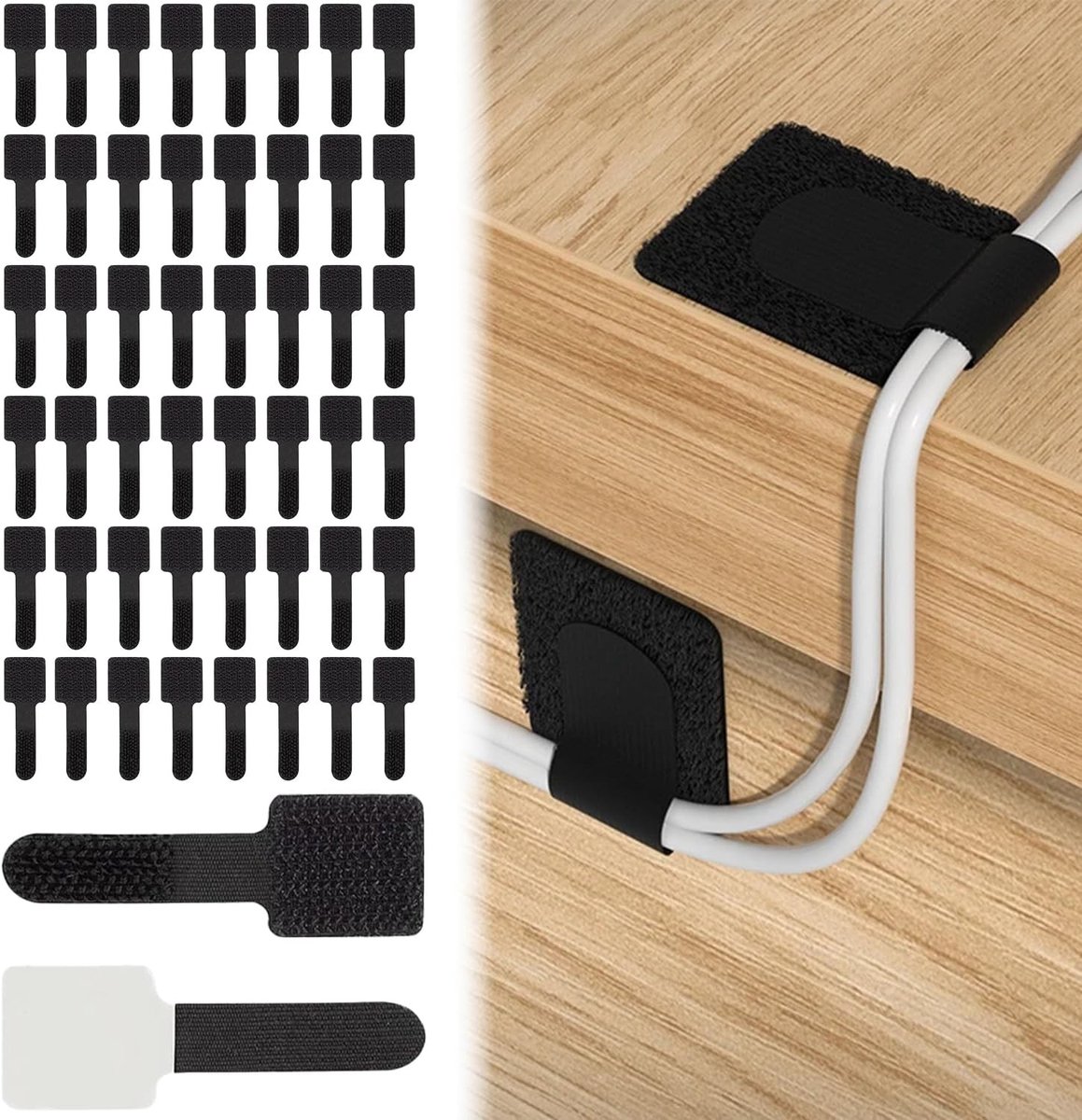Kabelorganizer 50 Stuks - Zwart - Zelfklevend - Perfect voor kabels en draden - ShopVlot