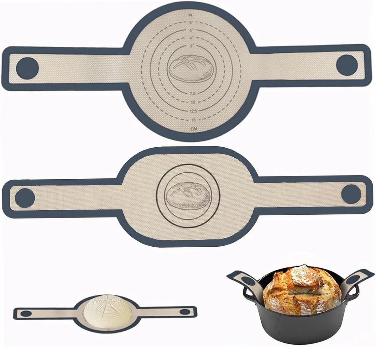 Set van 2 siliconen bakmatten - Rood - Voor Dutch Oven en broodbakken - Herbruikbaar en anti-aanbak - Voor hobbybakkers