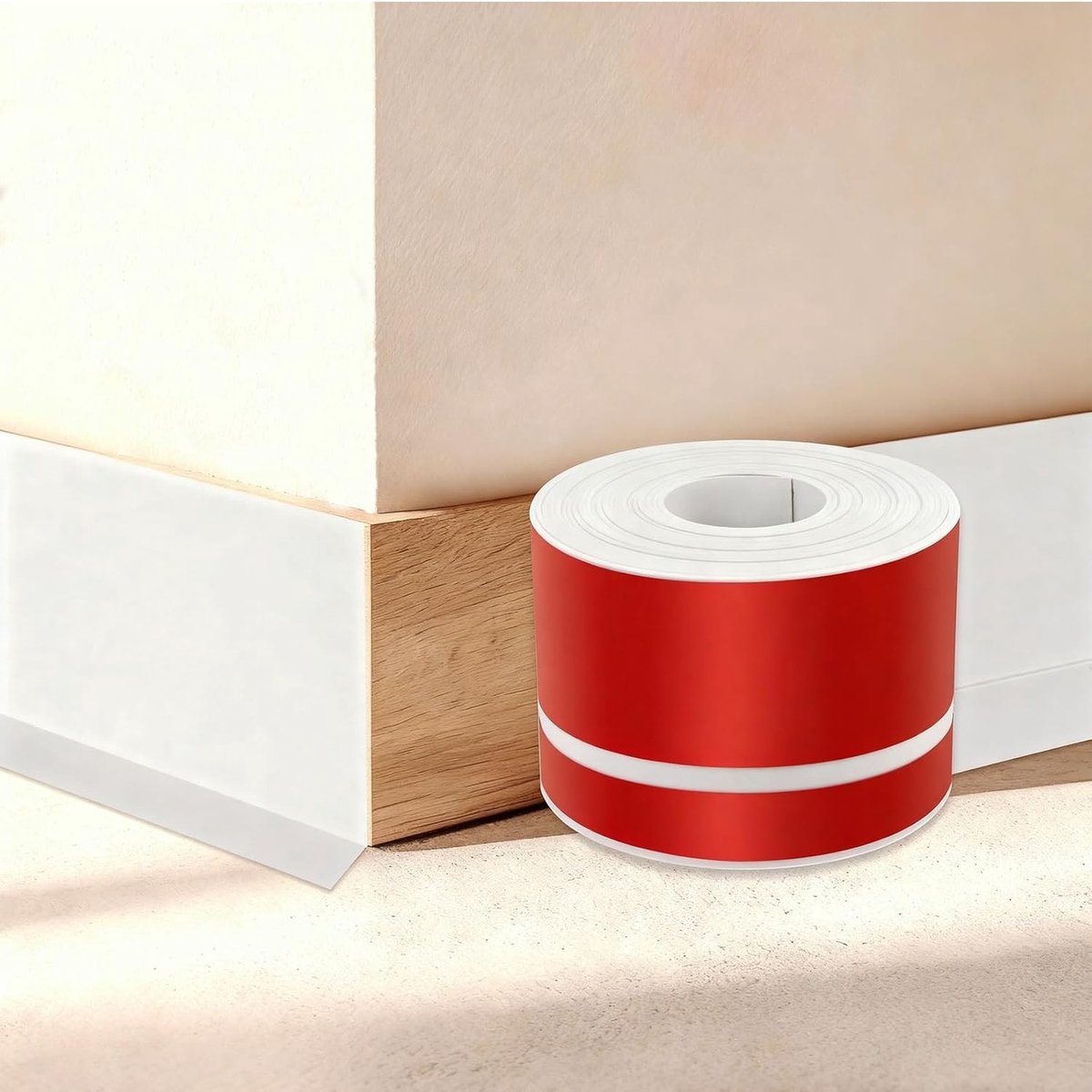 Zelfklevende plinten 10m - 50×20mm, flexibel en waterdicht, ideaal voor keuken, woonkamer en badkamer, eenvoudig op maat te snijden en zonder boren te installeren
