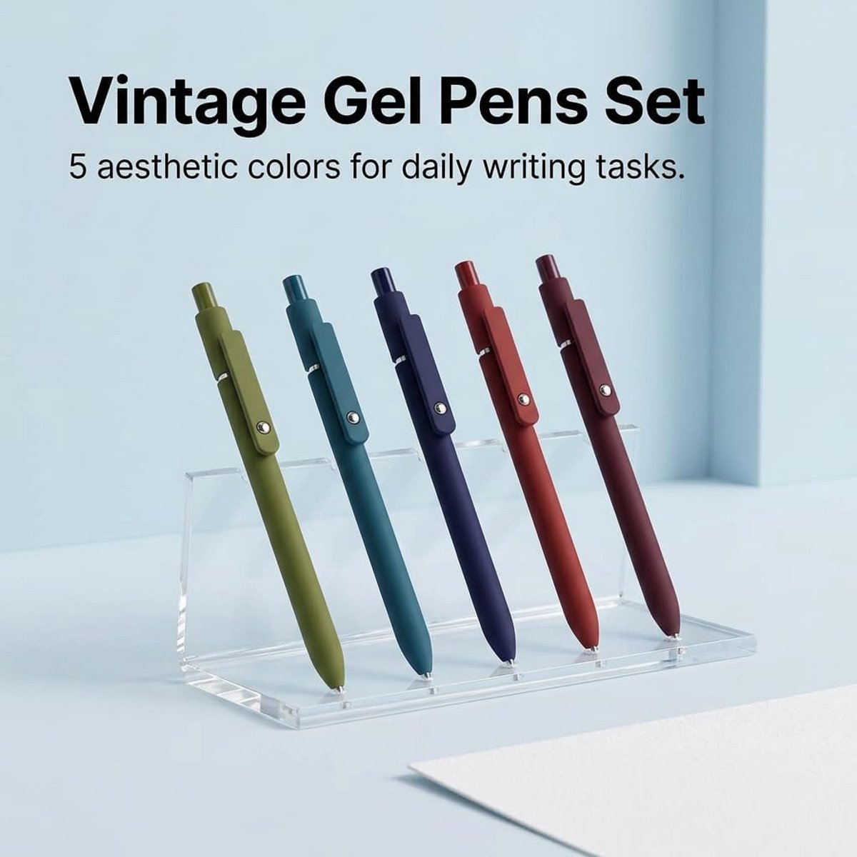 SnelShoppen - 5 stuks gelpennen intrekbaar 0,5 mm fijne punt Japanse vintage premium set voor schoolbenodigdheden en kantoor, sneldrogend zwart navulp