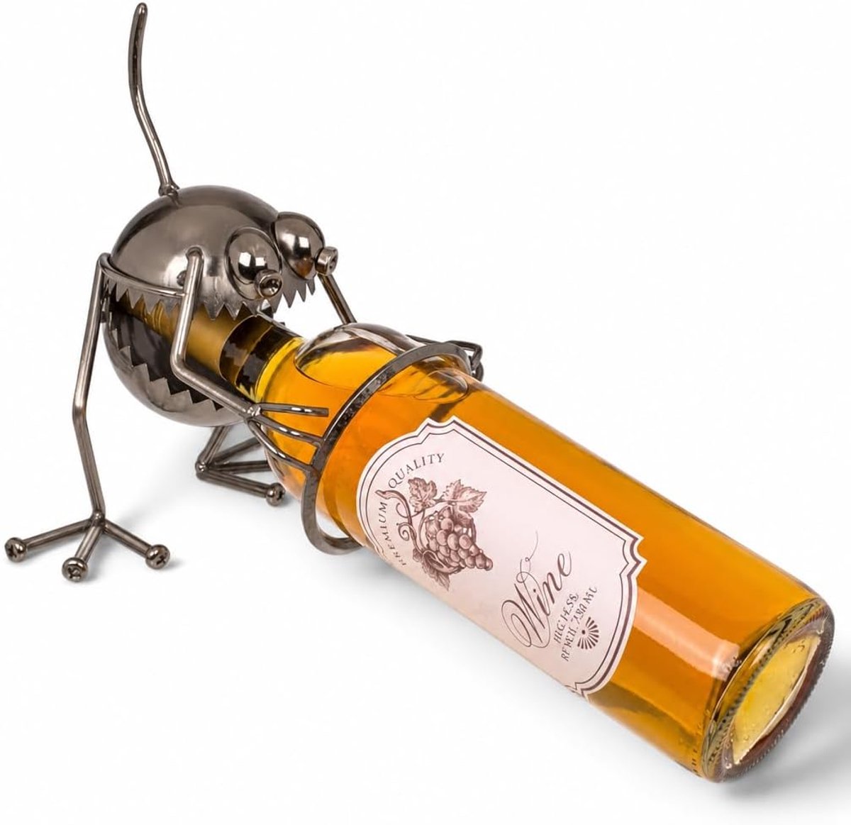 SnelShoppen - MIJOMA Metal Wijnfleshouder - Grappige Fleshouder voor 1 Fles, Decoratieve Wijnstandaard, Handgemaakt van IJzer, 15 x 11 x 18 cm, Unieke