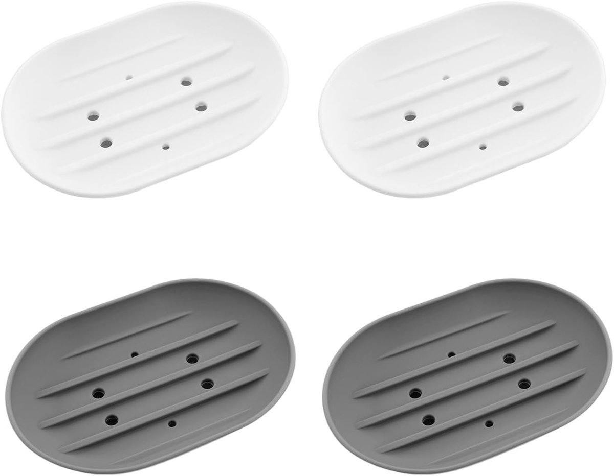 SnelShoppen - 4 Stuks Silicone Tapes, Afvoer Krijt Peel, Badkamer Benodigdheden, Eenvoudige en Veelzijdige Tray (Wit, Grijs)