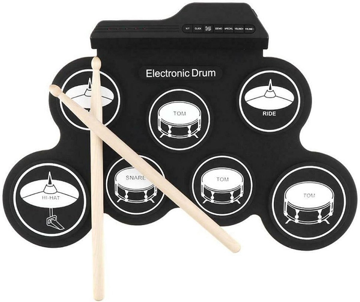 SnelShoppen - Draagbare Elektronische Drum Set met 7 Pads, 5 Geluiden, 8 Demo Liedjes, 3 Ritmes - USB Oefenpad voor Beginners en Muziekliefhebbers