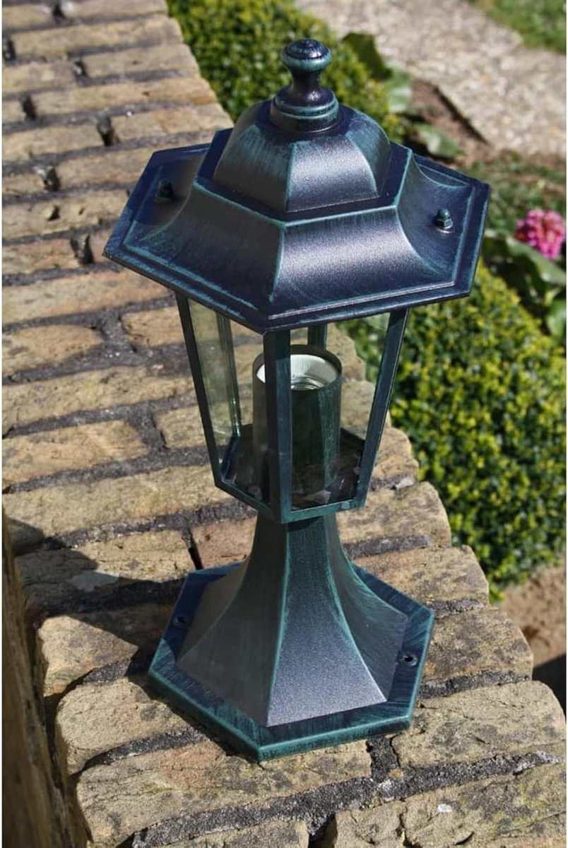 Tuinlantaarn Aluminium - Buitenlamp Klassiek - Tuin Verlichten - Waterdicht IP44 - 41 cm Hoog - Donkergroen Zwart