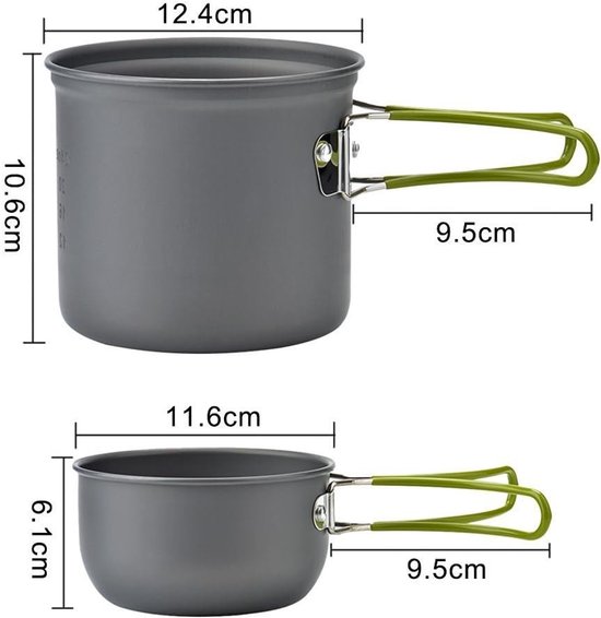 Kookset voor Buiten - Aluminium - Compacte Pot en Pan Set - Ideaal voor Kamperen en Backpacken — afbeelding 4