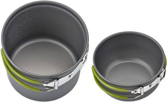 Kookset voor Buiten - Aluminium - Compacte Pot en Pan Set - Ideaal voor Kamperen en Backpacken — afbeelding 2
