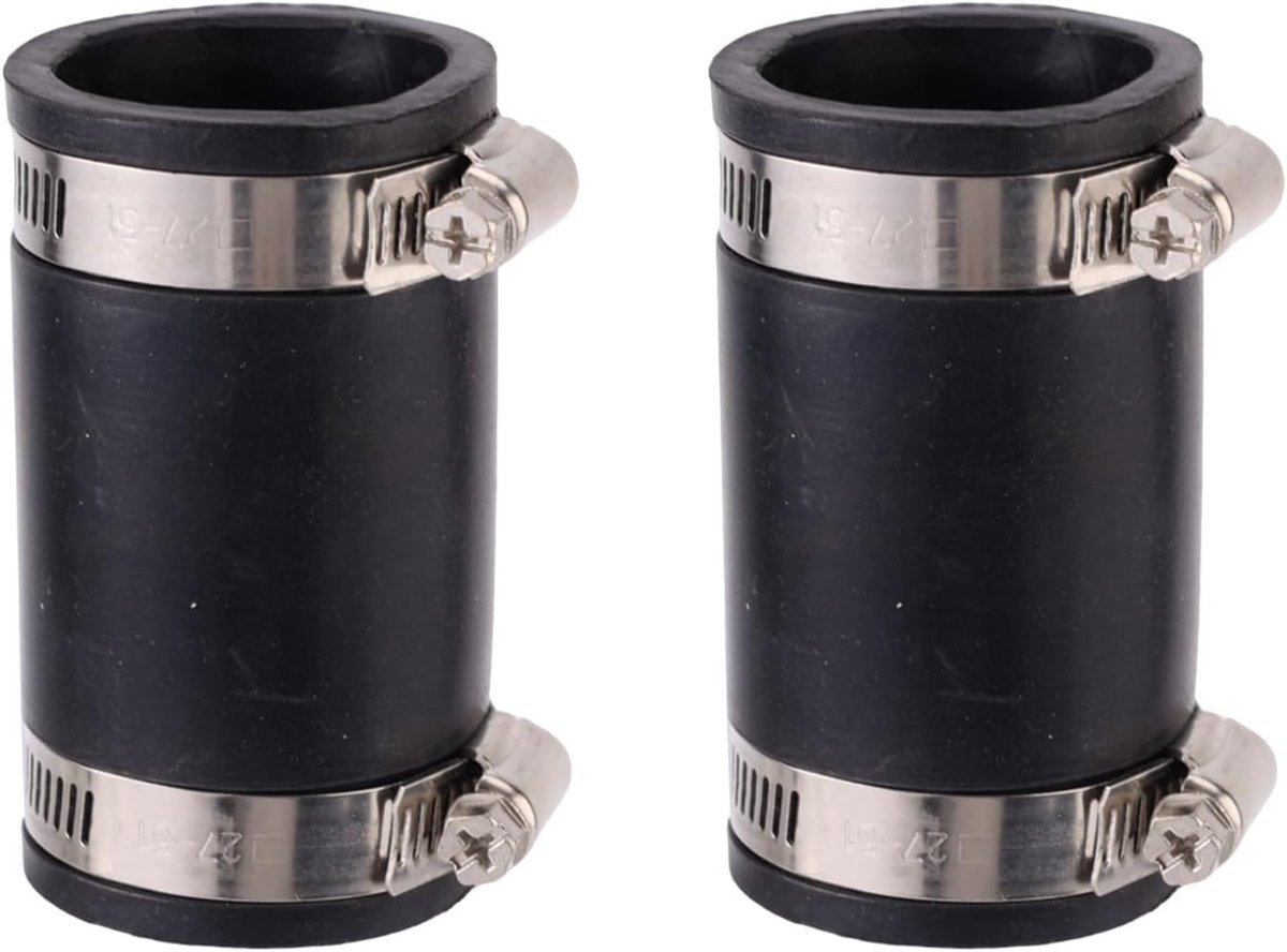 SnelShoppen - 2 Stuks Flexibele PVC Koppelingen voor 2" Nominaal Pijp, 6cm BinnenDiameter Rubber Condensaat Pijp Koppeling als Vervanging met RVS Slan