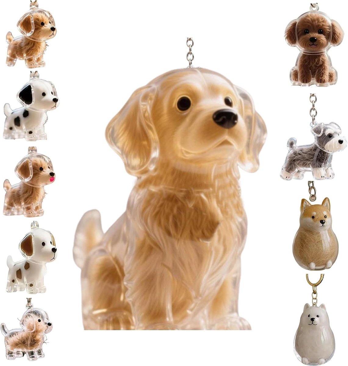 SnelShoppen - Dog Hair Collector Sleutelhanger Charms - Hondenhaar Opslag Capsule - Lichtgewicht Plastic - 9 Schattige Ontwerpen - Perfect voor Huisdi