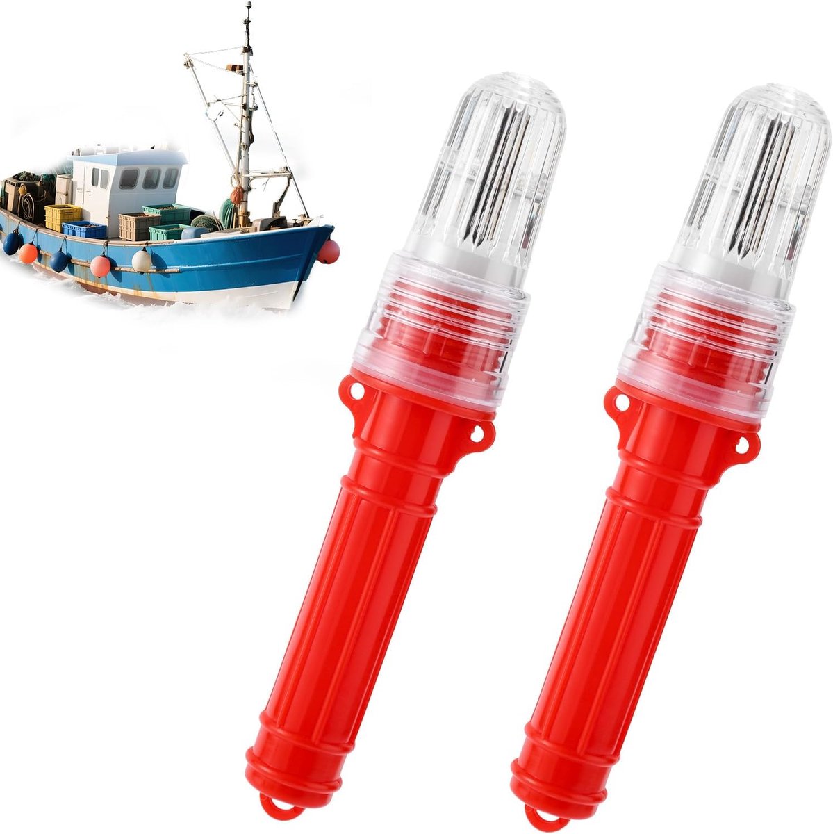 SnelShoppen - 2 Stuks Boot Fakkels, 19cm Compakte Plastic Noodsignaallichten Zee Dubbele Flits Hoogzichtbare Noodsignaal Fakkels Voor Alarmsystemen Vi