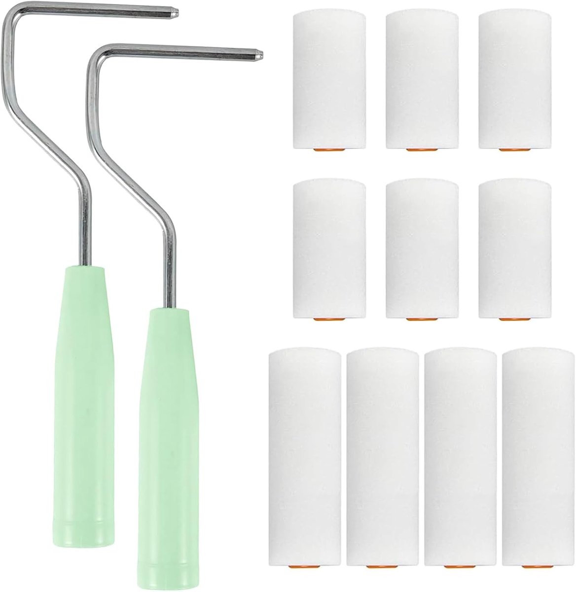 SnelShoppen - Sponge Brush Set van 10 - 6 Stuks 2-Inch Spons Duimrollers + 4 Stuks 4-Inch Spons Duimrollers + 1 Speciale Houder voor Spons Duimrollers