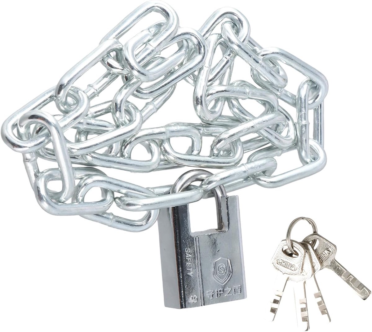 SnelShoppen - Ketting met Slot, Veiligheidsketting en Slot Set, Fietskettingen, Motorfiets Ketting, Diefstalbescherming, Fiets Slot voor Poorten, Moto