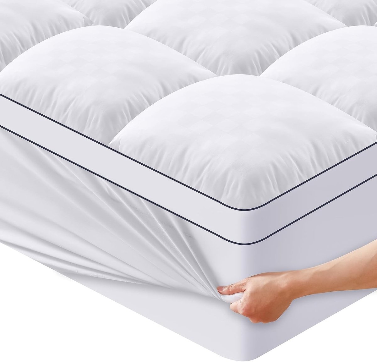 Tweepersoonsbedtopper en Matrasbeschermer - Wit - 90 x 200 cm - Ademend en Hypoallergeen Microvezel - Voor Comfortabele Slaap