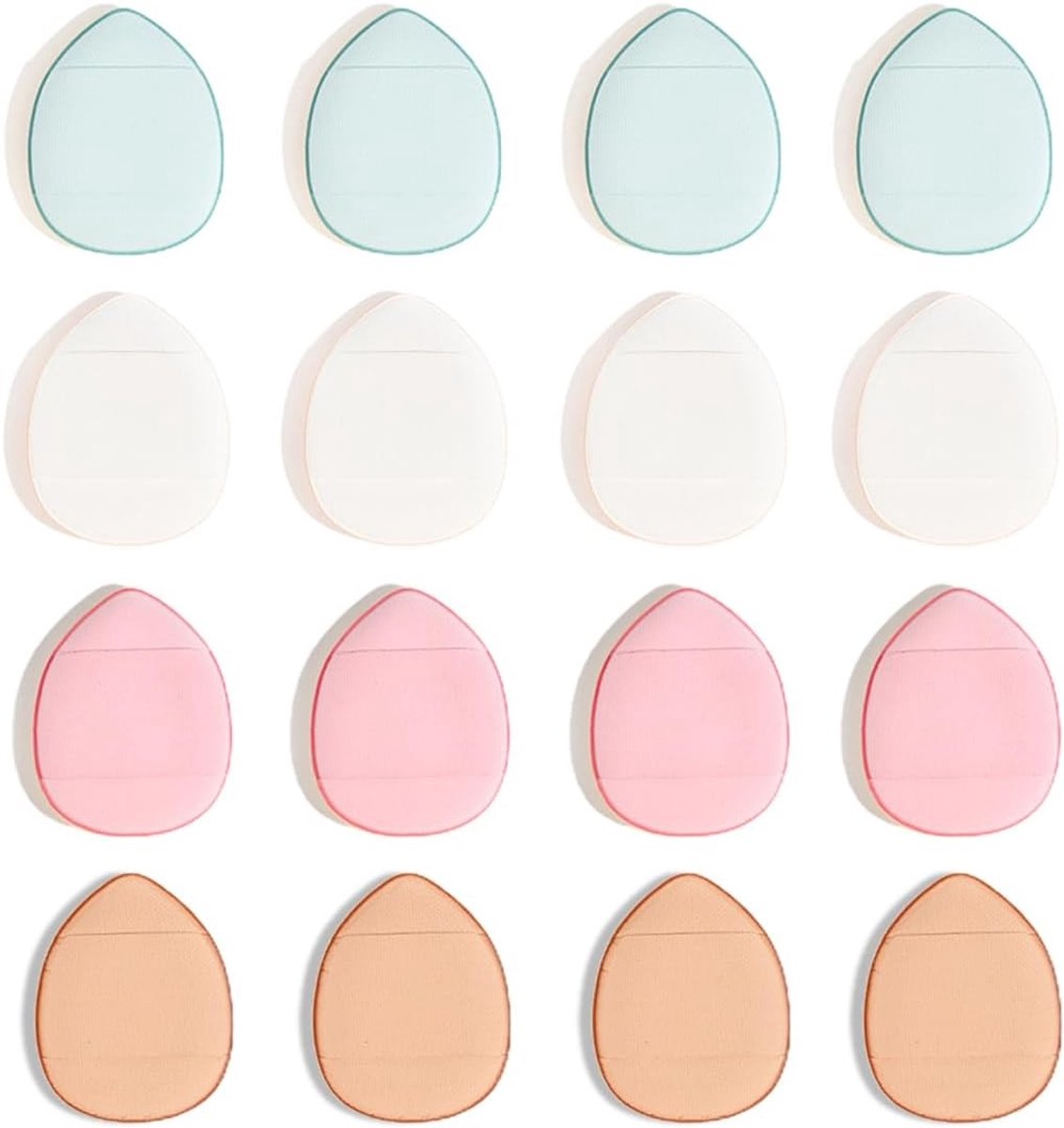 Set van 12 Driehoekige Poeder Kussens voor Gezichtsmakeup - Mini Spons en Vingerborstels voor Foundation, Concealer en Cosmetica