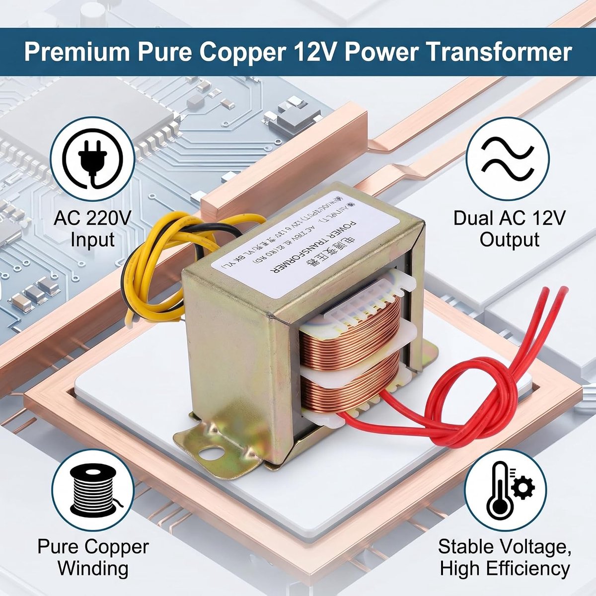 SnelShoppen - 12V 30W Voedingstransformator AC 220V naar Dubbel AC 12V - Hoogwaardige Koper Draad - Ideaal voor 2.1 Kanaal Versterker en Voorversterke