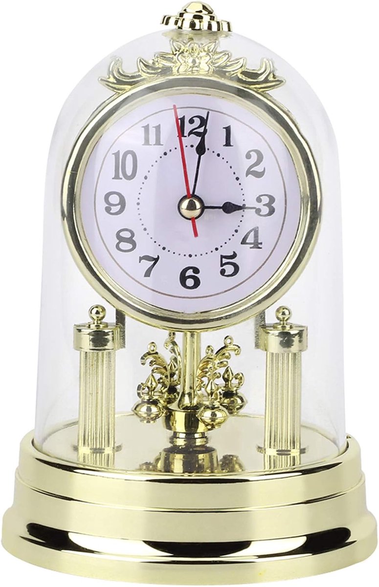 SnelShoppen - Antieke Stille Tafelklok Goud - Europese Retro Stijl Klok voor Woonkamer Decoratie - Duurzaam en Lichtgewicht Plastic - Elegante Wanddec