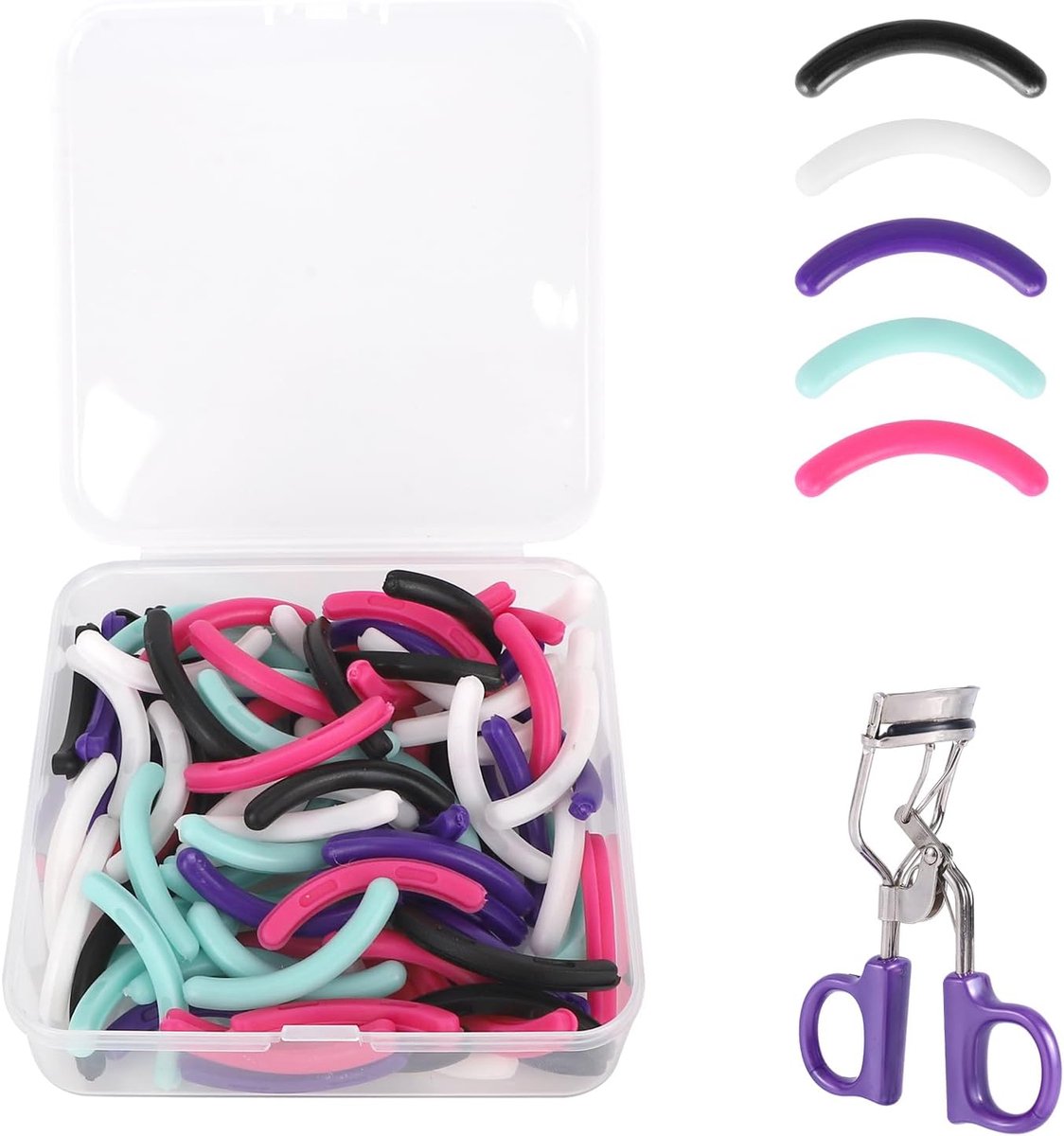 SnelShoppen - 100 Stuks Vervangende Wimperkruller Pads voor Extra Comfort, Rubber Pads in 5 Kleuren voor een Mooie Krul