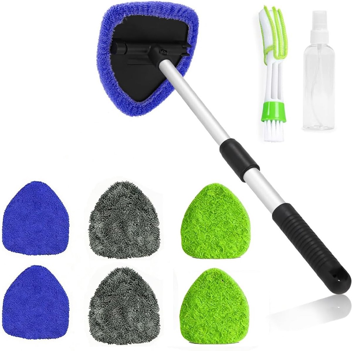 SnelShoppen - Pack van 8 Auto Reinigingsdoeken Upgrade - 6 Auto Doeken + 1 Dubbele Luchtborstel voor Airconditioning + 1 Reinigingsspray, Ideaal voor