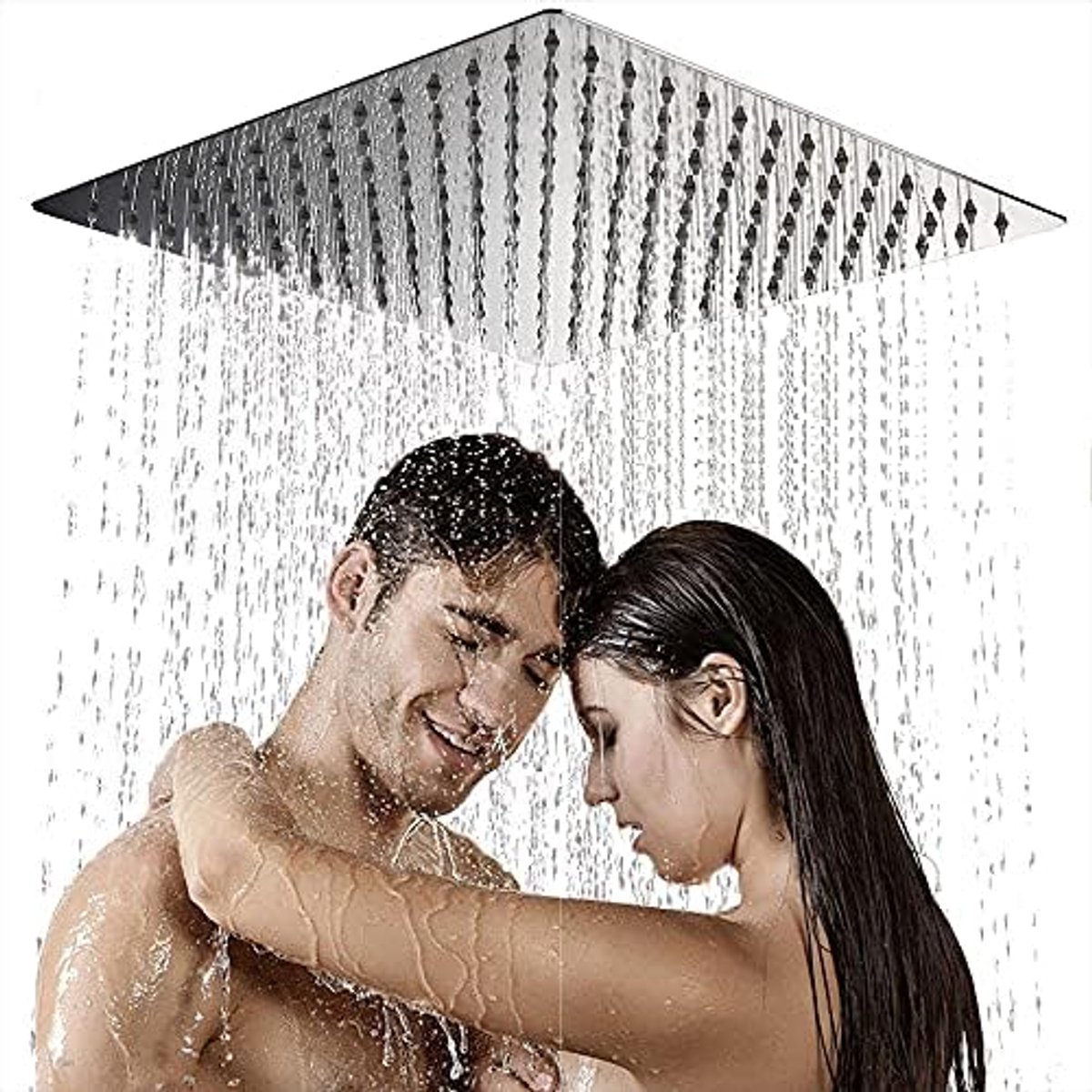 SnelShoppen - Rain Shower Head Douche 16 Inch - 40 cm Vierkante Douchestraal - RVS Chroom - Luxe Douchekop voor Badkamer - Roestvrij, Corrosiebestendi
