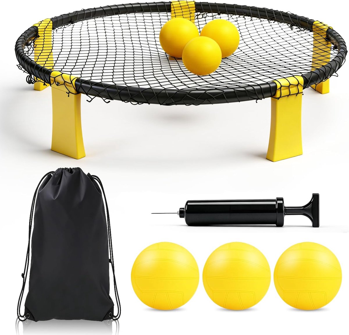 Roundnet set met net - compleet met 3 ballen - draagbaar outdoor sportspel - ideaal voor strand en tuin - ShopVlot