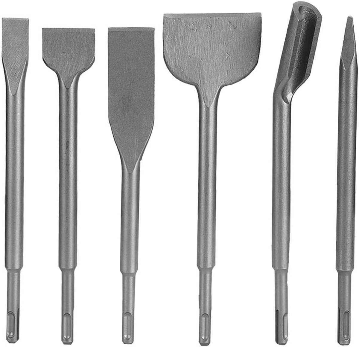 SnelShoppen - 6 Delige SDS Plus Hamer Chisel Set - Punt-, Sleuf- en Platte Beitels voor Tegels, Cement, Beton en Steen - 40CR Materiaal - Ideaal voor