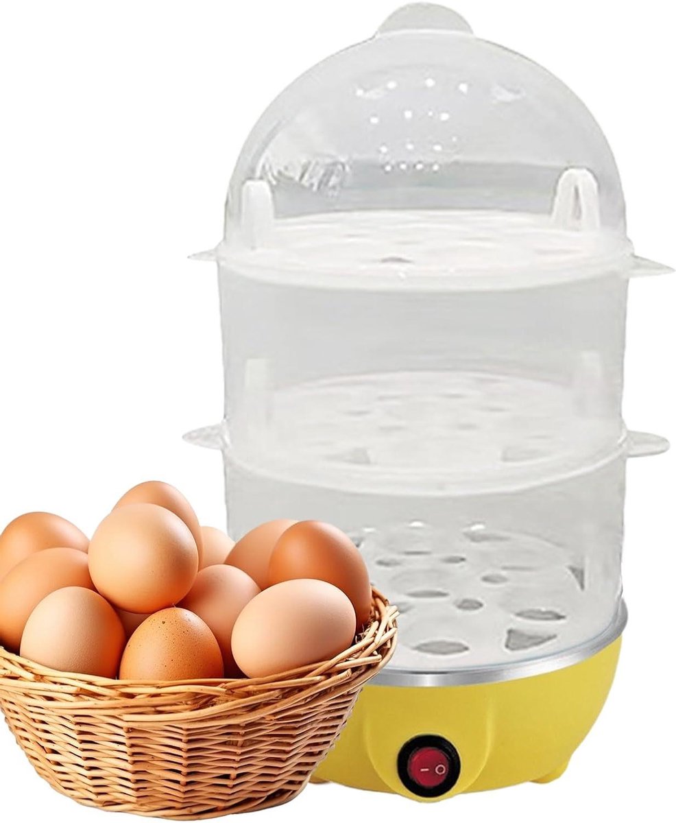 Elektrische Eierkoker - Eierkoker - Ontbijt Koken - Automatische Uitschakeling - 16 x 16 x 28 cm - Geel