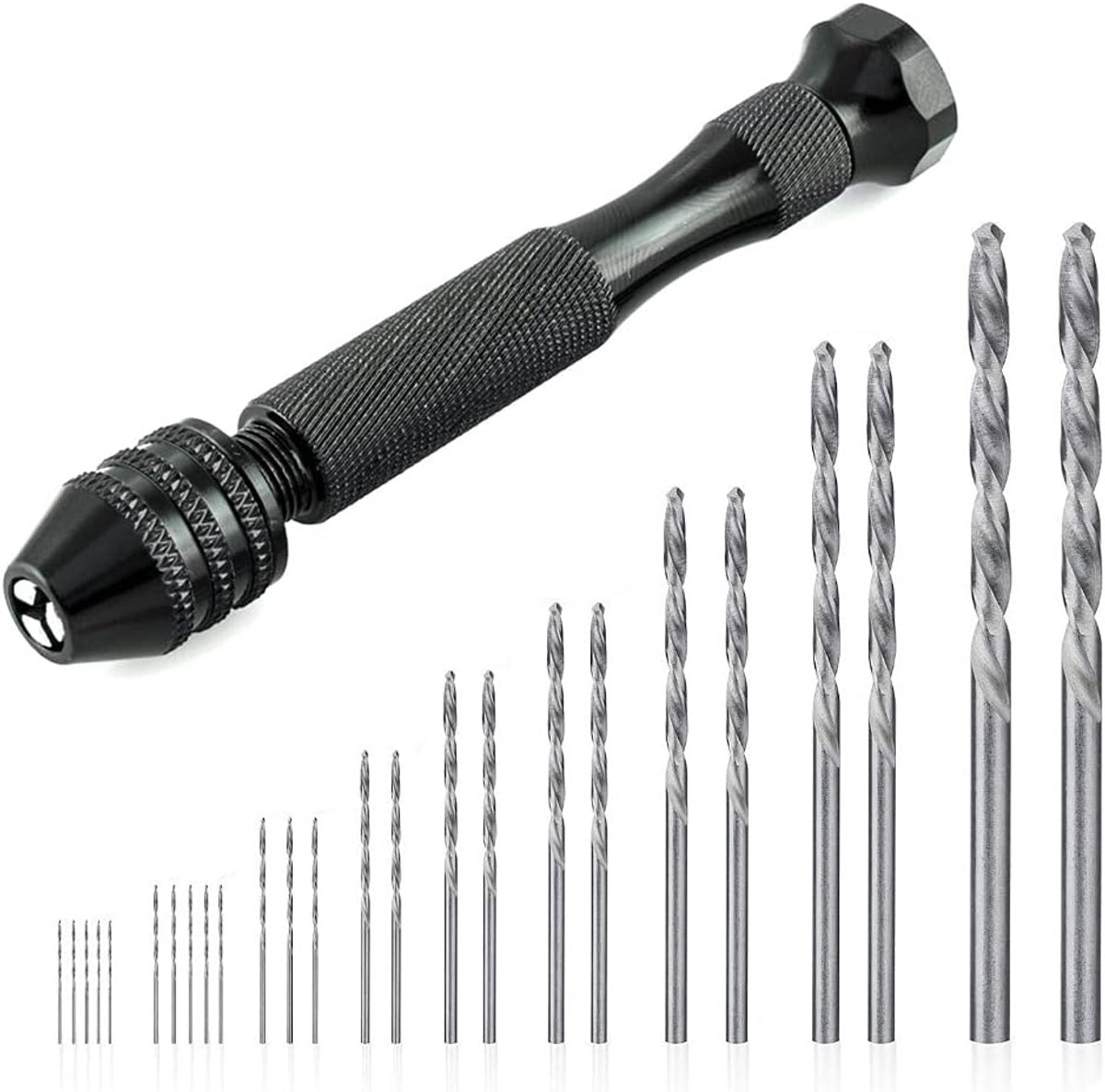 SnelShoppen - Precisie Pin Vise Handboor Set met 25 Mini Twisted Boorbits voor Hout, Resin, Sieraden en Modelbouw - Duurzaam en Gebruiksvriendelijk