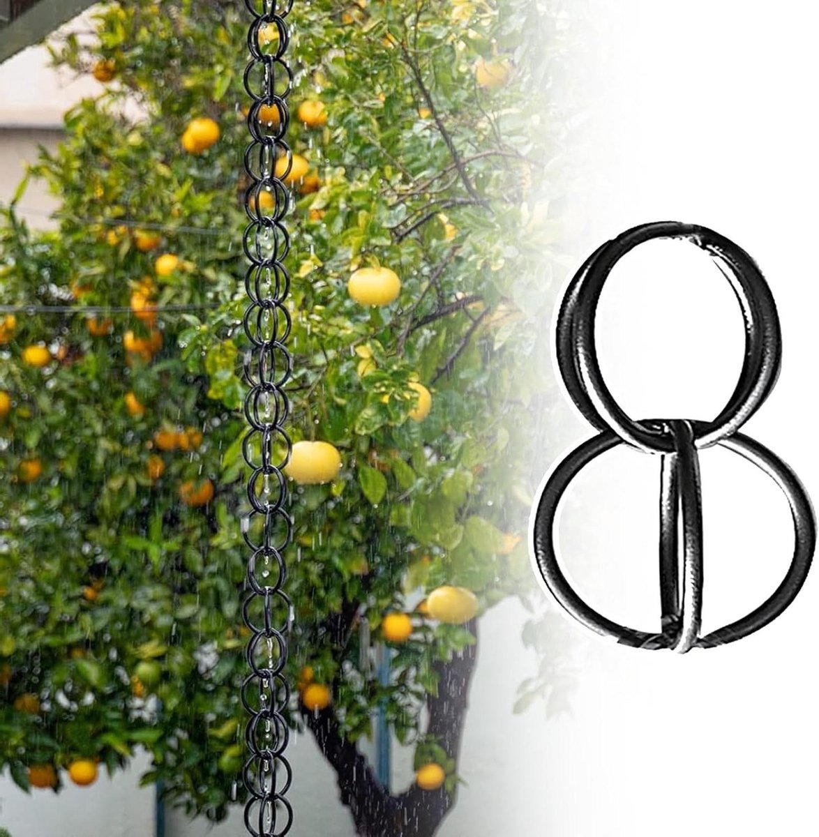 Regenketting - Afvoer Goot Watergeleider - Tuin Decoratie - Aluminium Legering - 1.5m - Zwart