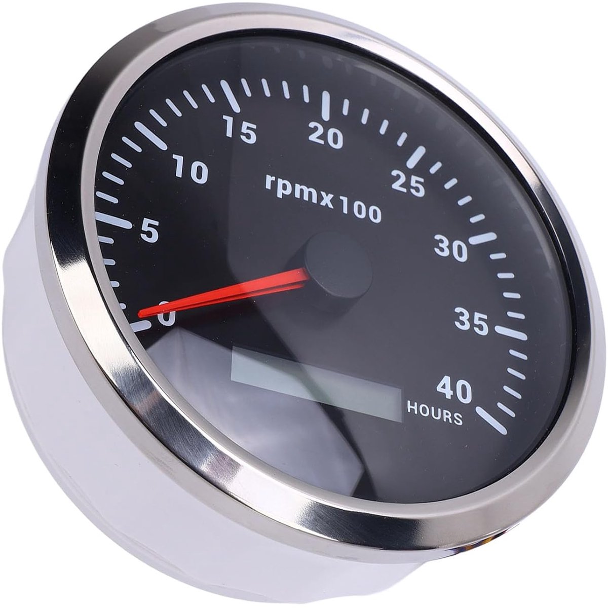 SnelShoppen - Marine Tachometer 110mm 4000RPM Hoogwaardige Meter voor Auto, Boot, Truck, RV, 9-32V - Zwart Dial met Zilveren Rand en 7-Kleurige Achter