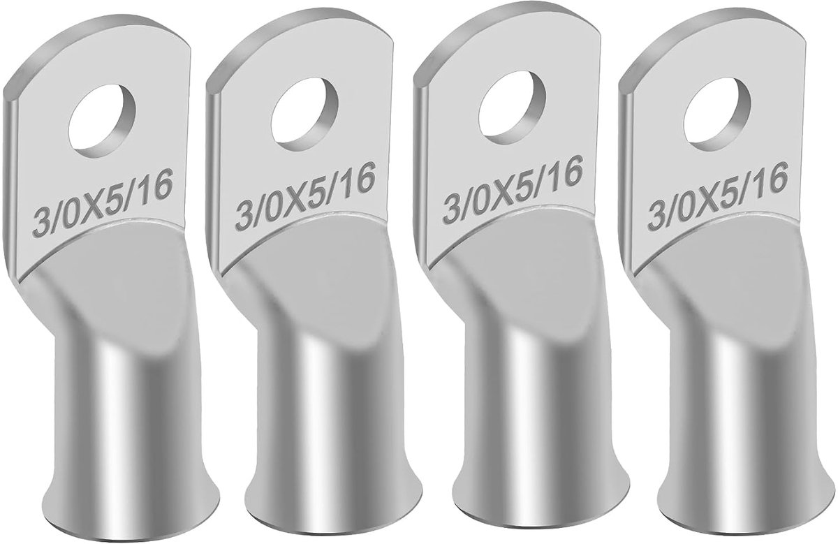 SnelShoppen - Draadogen 95 mm², 8 mm boutgat, verzinkte koperen klemmen, 3/0 × 5/16, draadogen, accu kabel uiteinden, elektrische terminals, 4 stuks