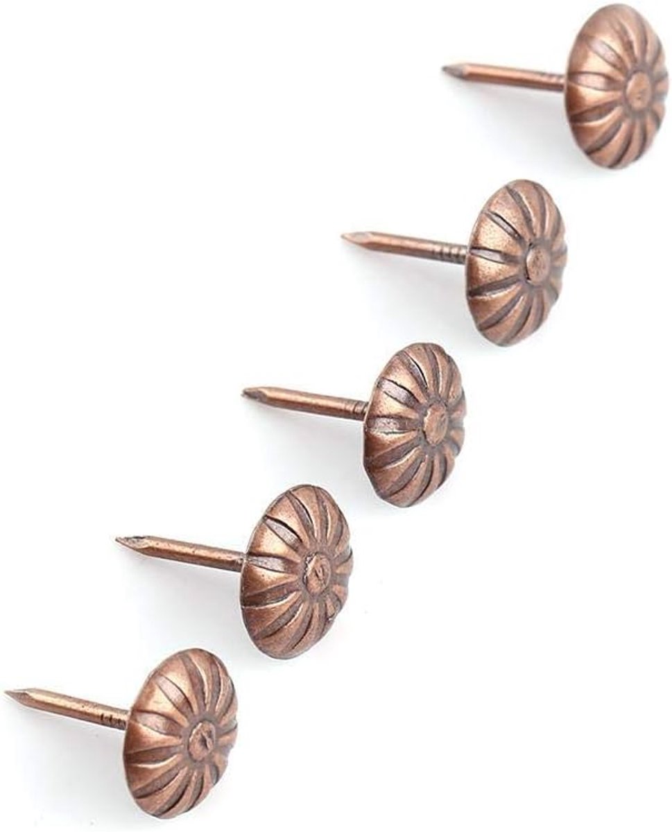 SnelShoppen - 100 Stuks Bekleding Spijkers, Meubel Nagels Pins Bank Rivet Bekleding Pins Handwerk Duwspijker Antiek Messing (11 x 16mm)