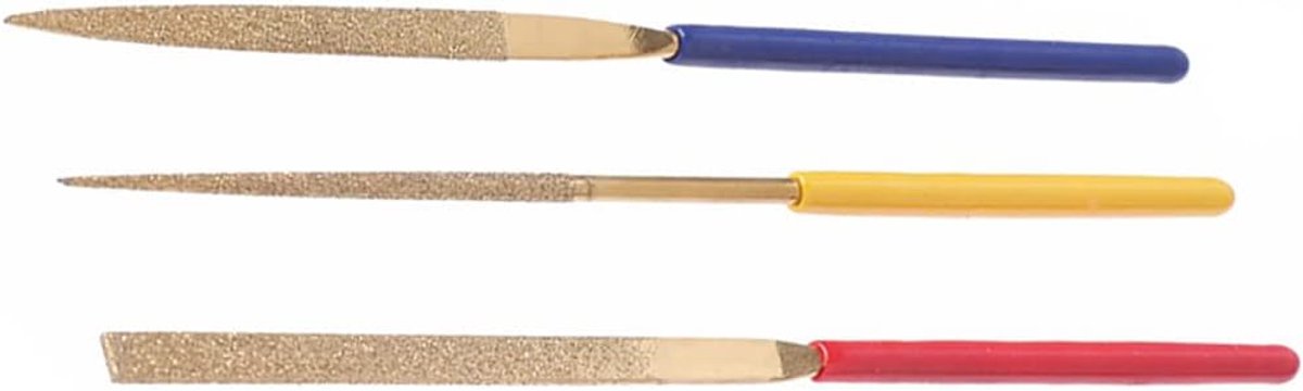SnelShoppen - 3-delige Diamant Vijl Set, 100 mm Mini Modelling Vijlen, Titanium Coated Naaldvijl Set voor Hout, Metaal en Glas Bewerken