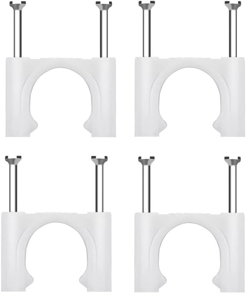 SnelShoppen - Kabelclips Sterke Spijkers Witte Rond 50mm, 6 Stuks - Kabelaansluitingen, Milieuvriendelijk PE, Roestbestendig, Voor Hout, Wandbevestigi