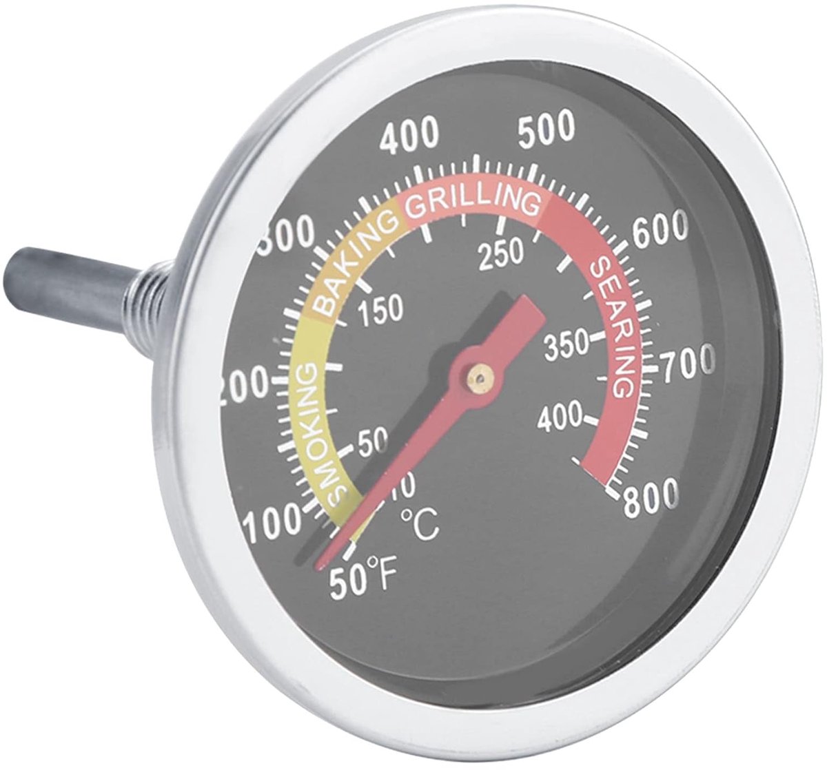 SnelShoppen - Smoker Temperatuurmeter - 50~800℉ RVS BBQ Thermometer - Grill voor Barbecue Koken - Draa dial voor Houtskool en Gas - Celsius en Fahrenh