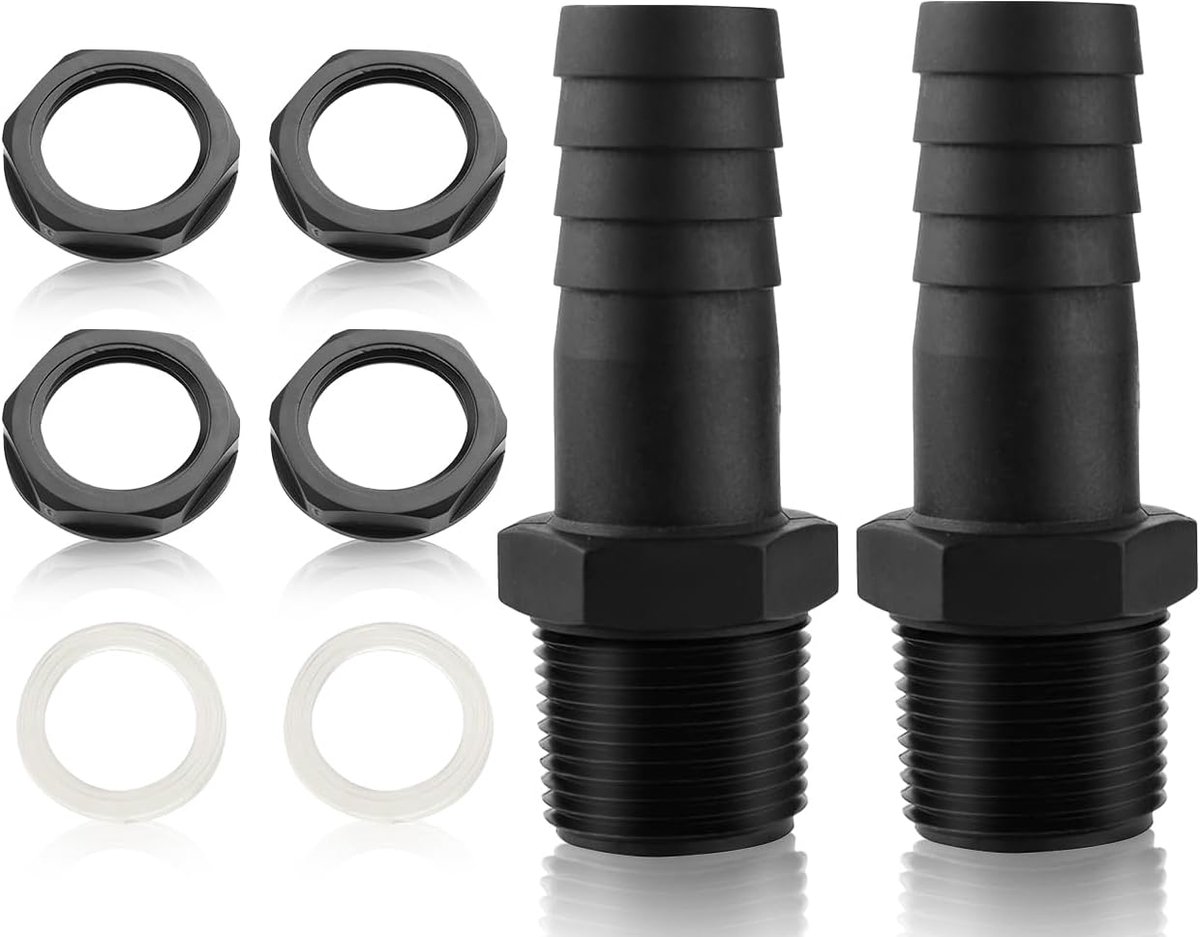 SnelShoppen - 2 Stuks Tank Voeder, 1 Inch Regenvat Voeder, Regenvat Aansluiting, PVC Slang Huls 1 Inch, Overloop Regenvat Verbinding met Huls en Seal
