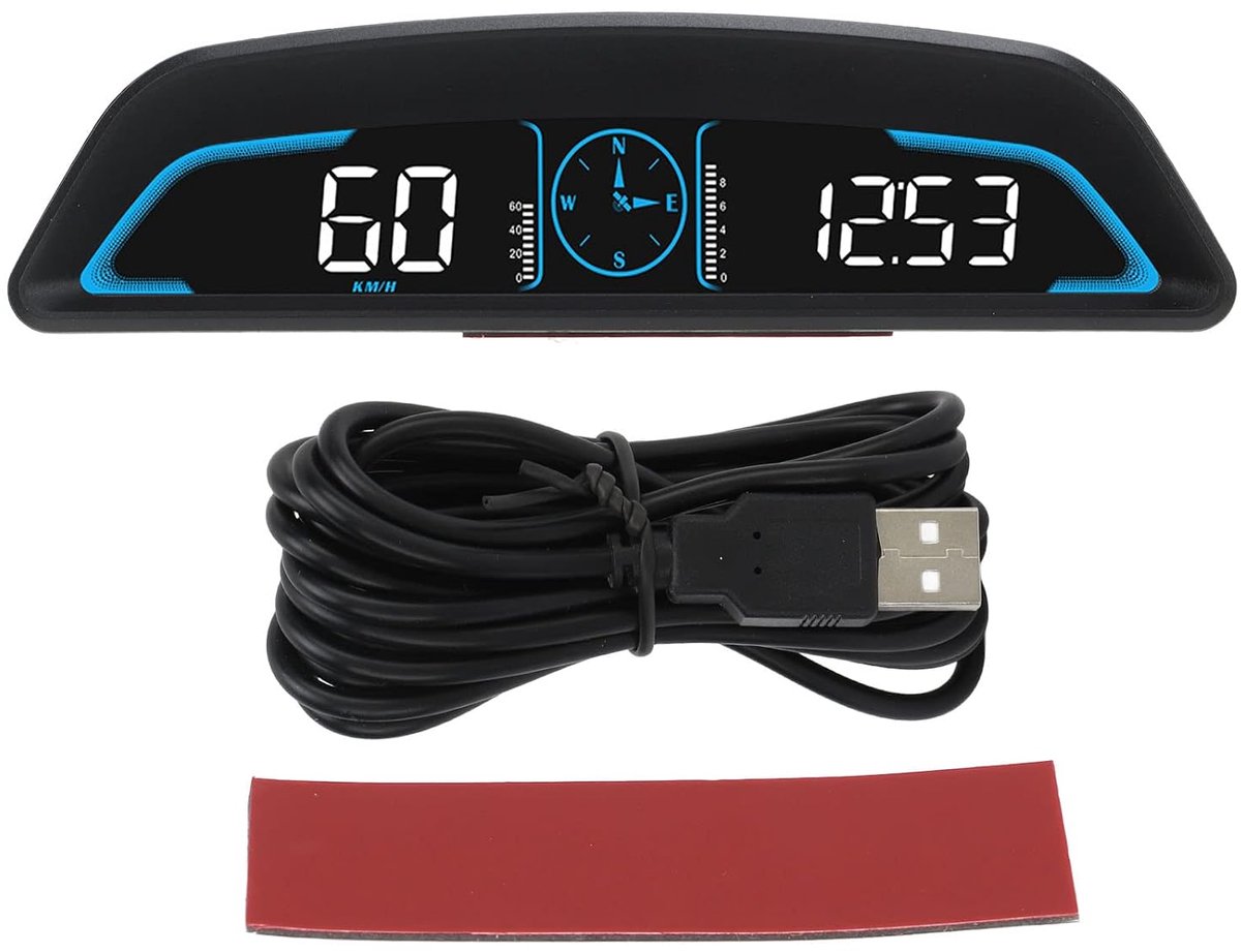 SnelShoppen - Car HUD Display met 2 Veiligheidsalarm, Automatische Helderheid Aanpassing, HD Scherm, Universele Digitale GPS Snelheidsmeter met Snelhe