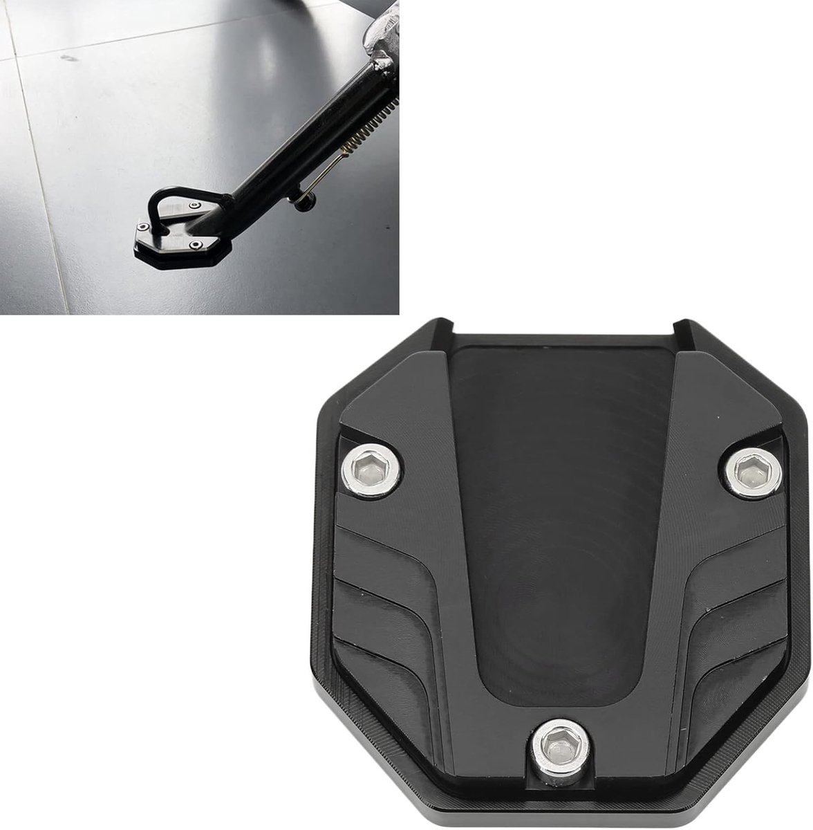 SnelShoppen - Side Stand Plate Pad voor Motorfietsen, Hoogwaardige Aluminium Uitbreiding, Standaard Steun Accessoire, Zwart, Duurzaam en Sterk