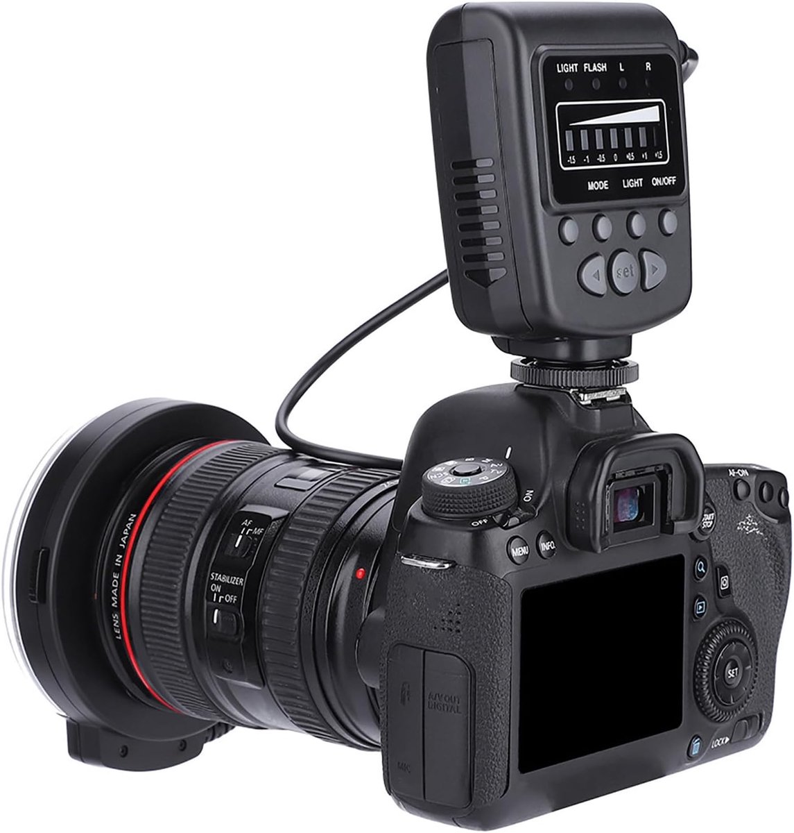 SnelShoppen - Camera Ring Flash, Ring Flitser, Draagbaar voor Fotoliefhebbers, Camera Accessoires met LCD Display, 7 Helderheidsstanden, Innovatieve L