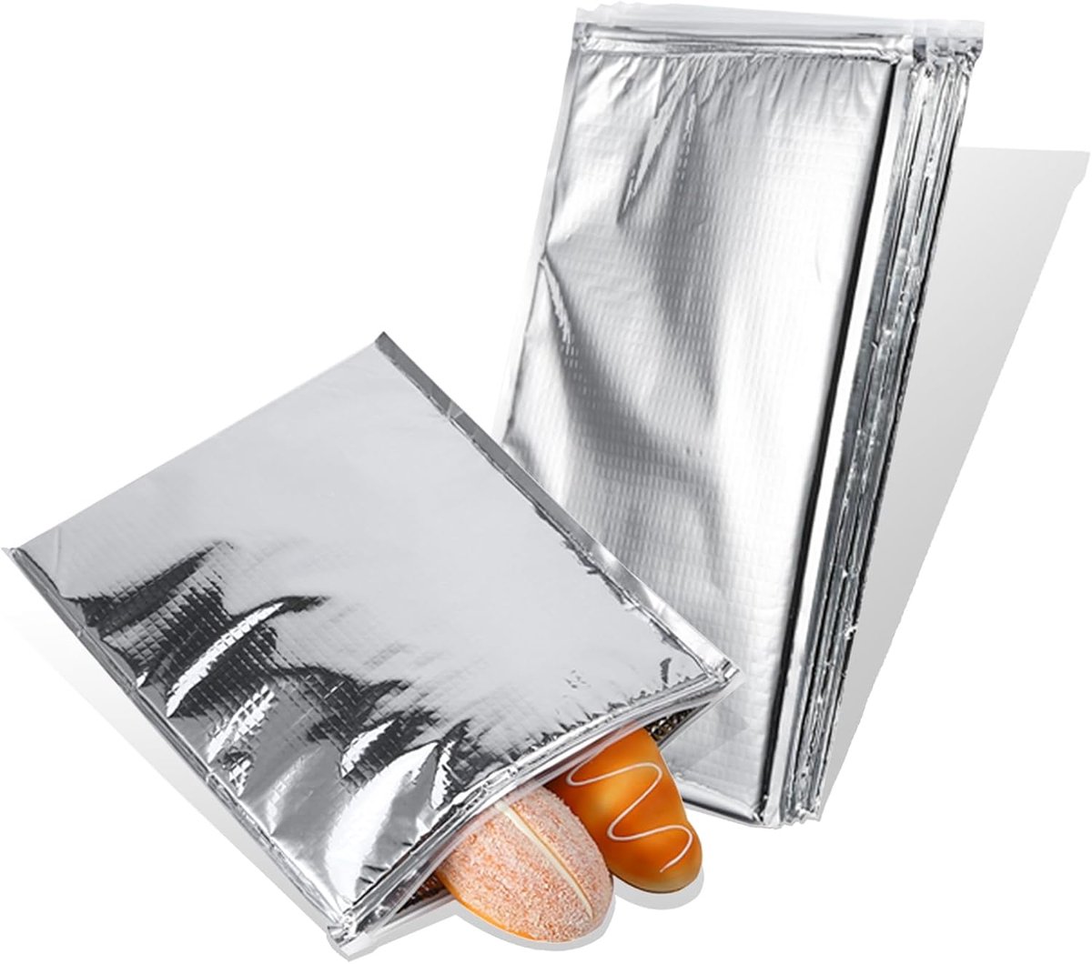SnelShoppen - Aluminium Folie Geïsoleerde Voedselopslag Tassen, 5 Stuks Warm-Koud Isolatie voor Picknick, Reizen, Kamperen, Dagelijkse Opslag met Rits