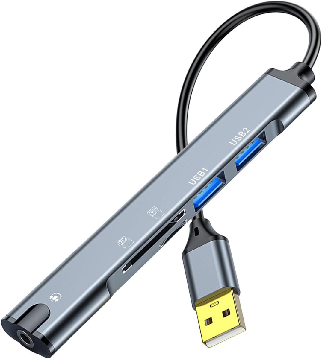 USB Docking Station - Poortreplicator Adapter - Laptop Uitbreiding - 5-in-1 Functionaliteit - 2x USB 2.0 - Aluminium
