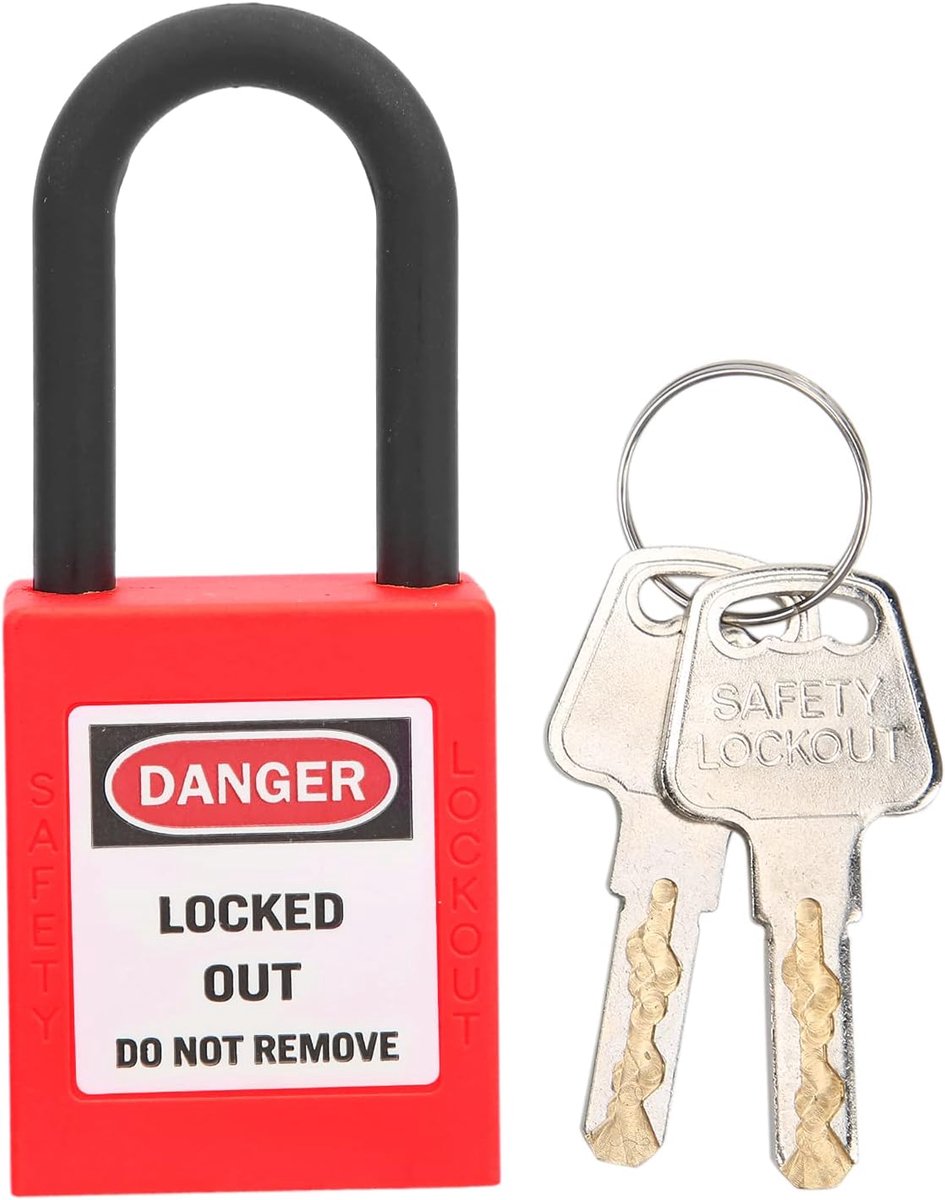SnelShoppen - Lockout Tagout Sloten, Lock Out Tag Out Hangslot, Lange Shackle, Verschillende Sleutels, Roest, Stof en Weerbestendig (Rood)