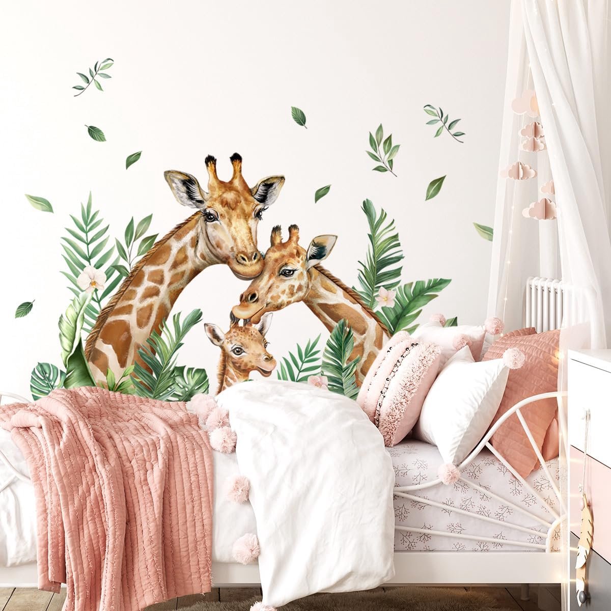 Muurstickers giraffe familie - extra groot 85 x 140 cm - viniel - eenvoudig aan te brengen en herbruikbaar - ShopVlot