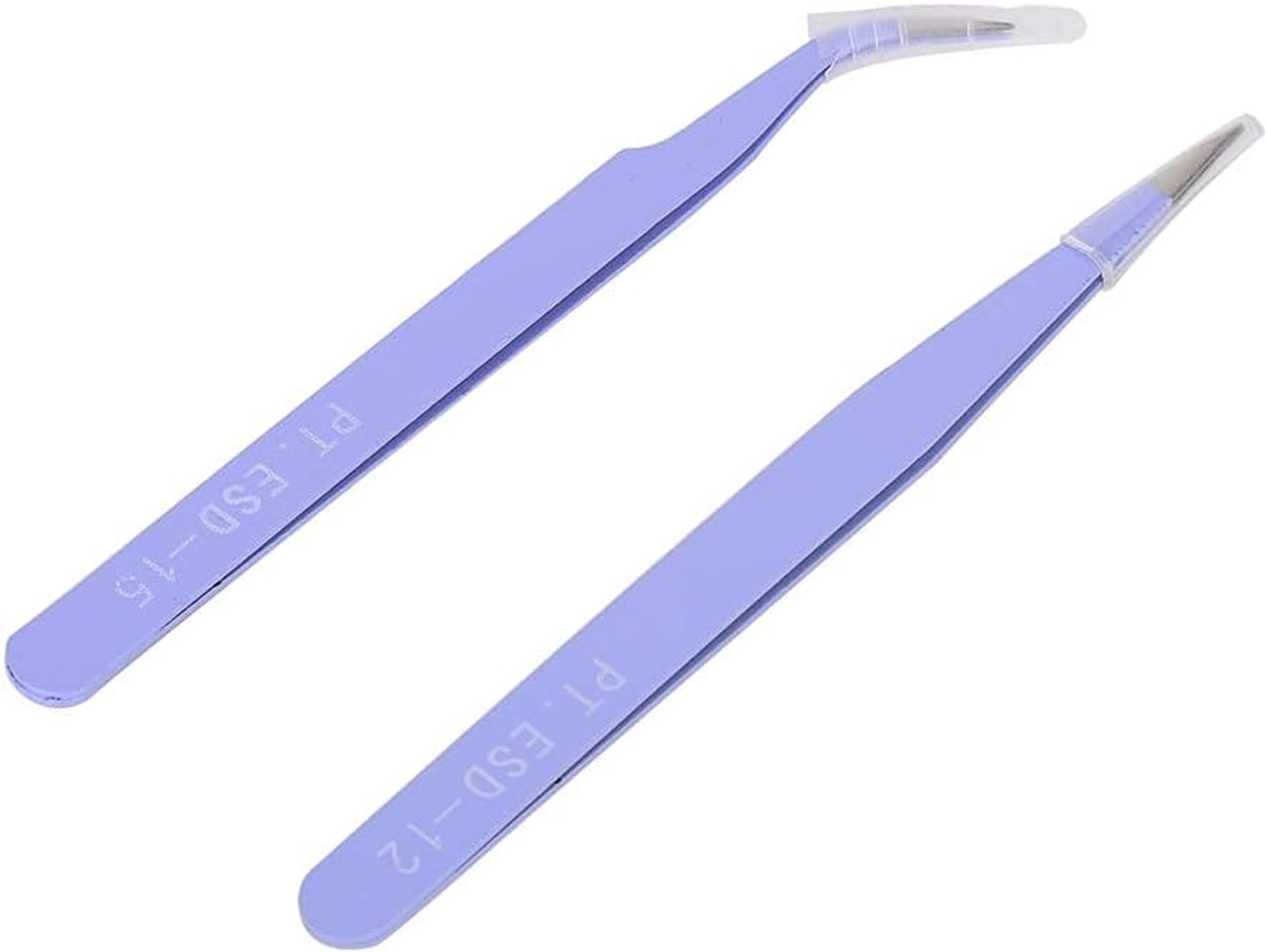 SnelShoppen - Nail Art Pincet Set RVS Manicure Tools voor Professionele Nagelsalon met Decoratie Snijden en Rhinestones (Paars)