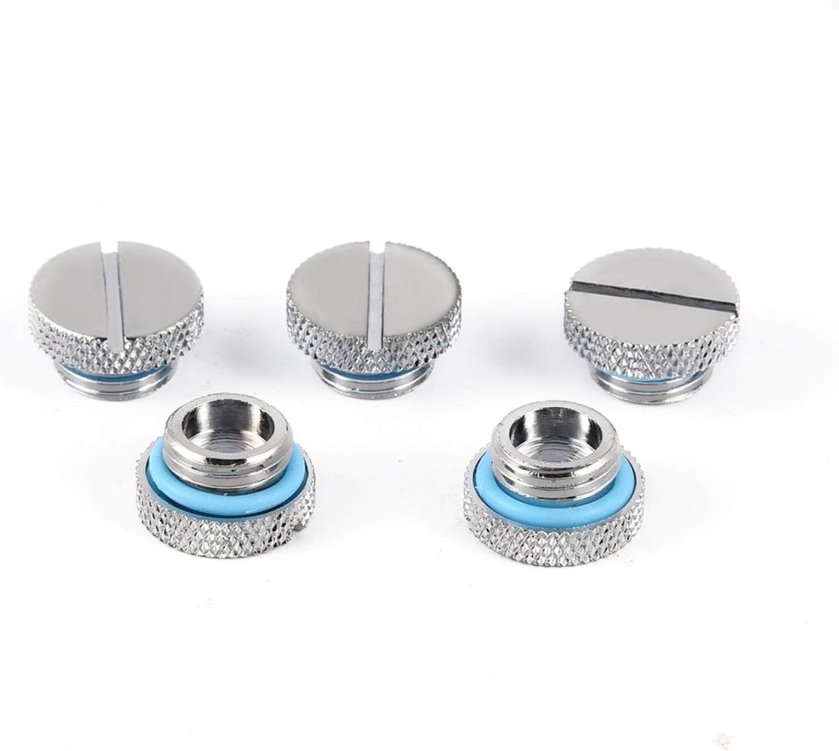 SnelShoppen - 5 Stuks Messing G1/4 Draad Waterstop Connector, Waterkoeling Connector voor PC, Duurzaam en Betrouwbaar, Chroom Geplateerd, Gemakkelijk