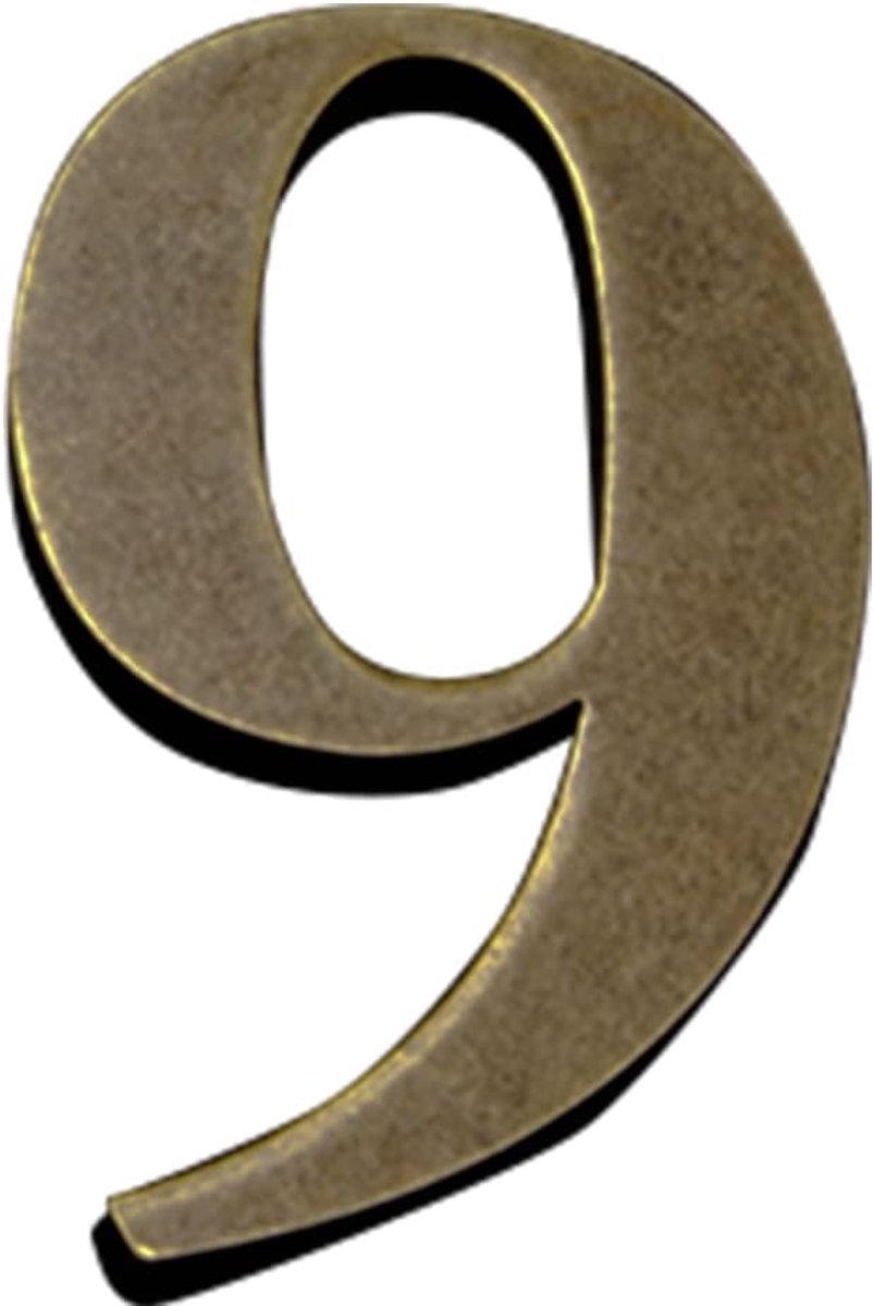 SnelShoppen - Antieke koperen huisnummers 10 cm - 3D zelfklevende metalen deur nummers - Weerbestendig en roestvrij - Moderne huisnummmer 9 voor buite