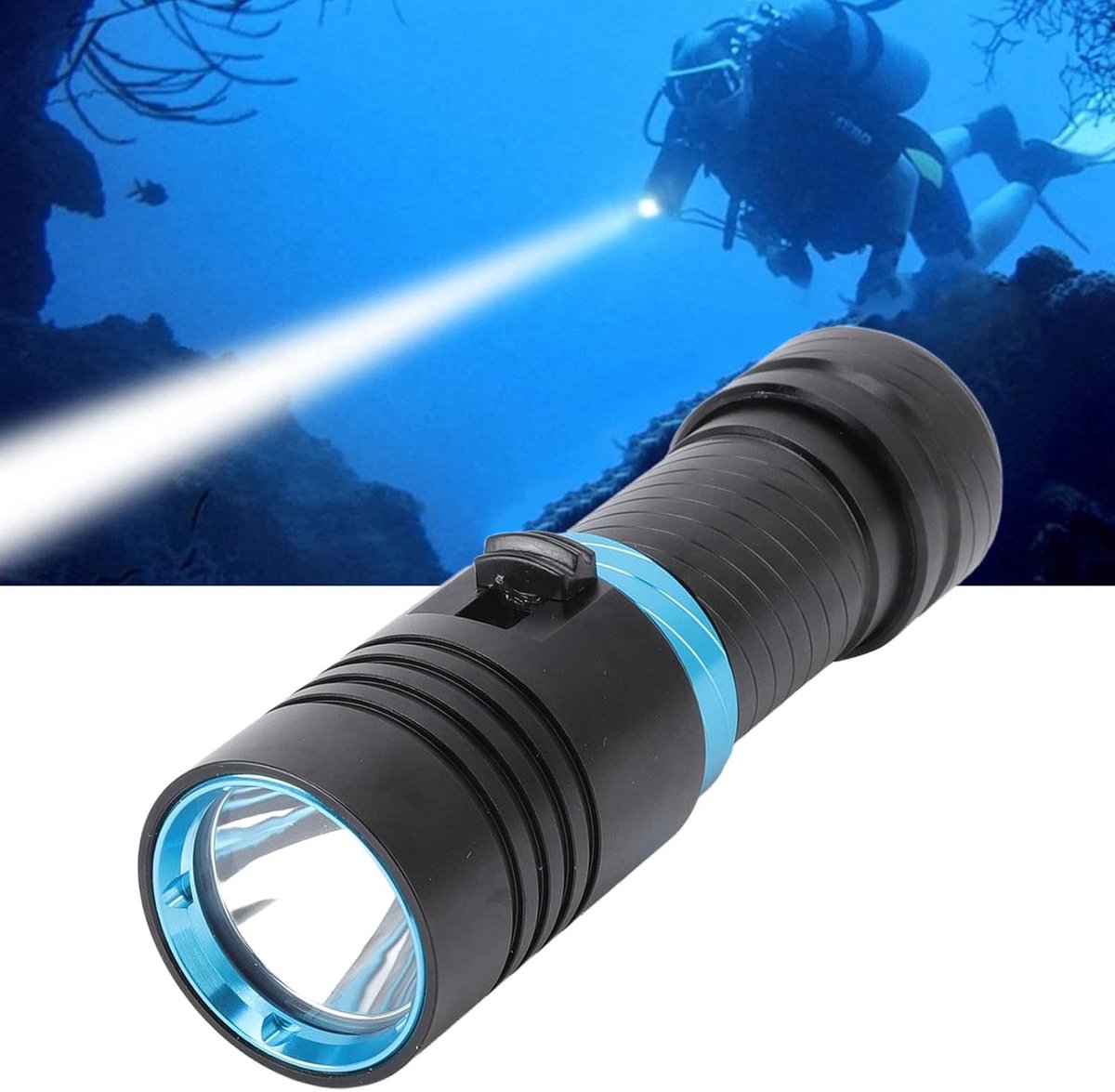 SnelShoppen - Duiklamp, Waterdichte Onderwater LED Lamp, 5000LM Duiklicht voor Scuba Diving, Onderwaterverlichting voor Diepzeecaves, Nachtvissen, Wit